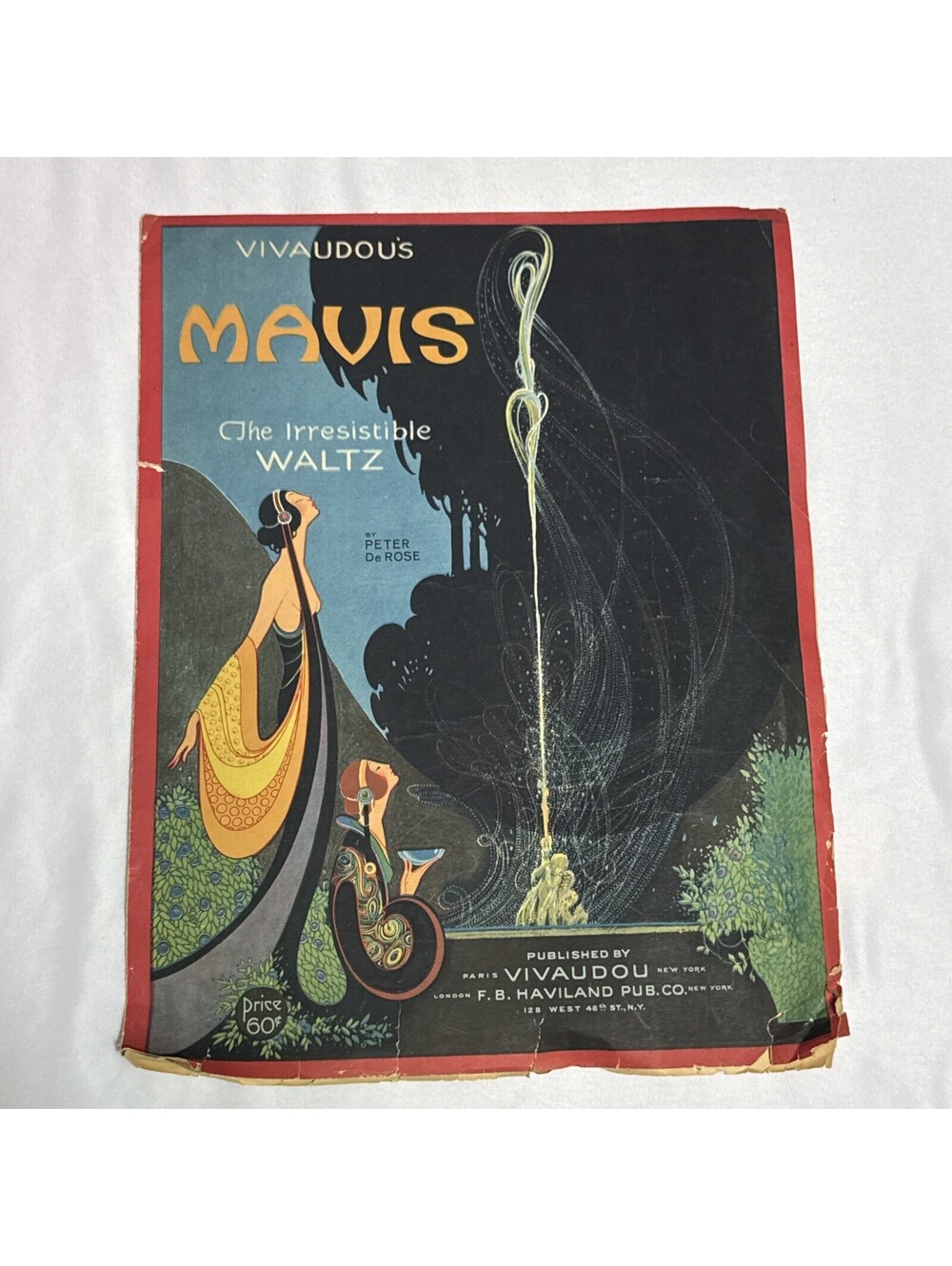 Vivaudou’s Mavis The Irresistible Waltz Antique Original Sheet Music French 1920